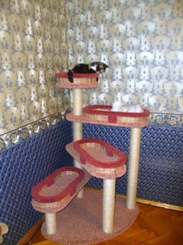 Фото комплекса для кошек «Винтовая лестница с плетеными лежанками» от Пушка