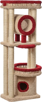 Купить игровые комплексы для кошек из ковролина округлый с плетеной лежанкой и трубой с доставкой по РФ
