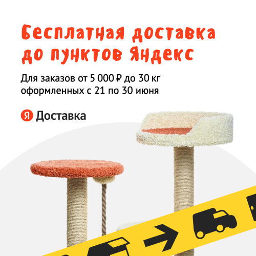 Бесплатная доставка до пунктов Яндекс с 21 по 30 июня